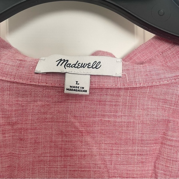 Madewell Red Short Sleeve Button-up Front Knot Shirt In Large - Picture 4 of 12